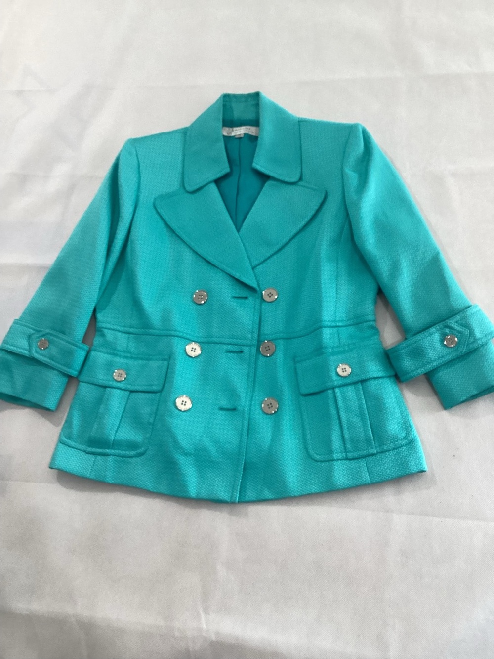 Tahari Turquoise Double-Breasted Blazer Jacket